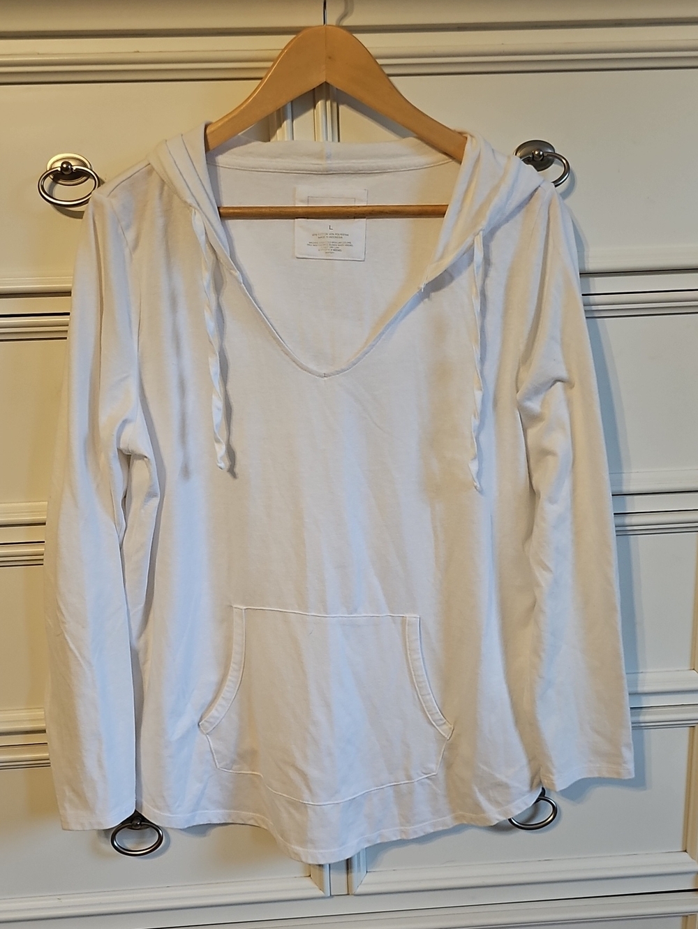 Sonoma White V-Neck Hoodie Top - Women Summery